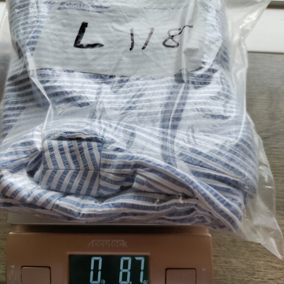 Talbots Seersucker Striped Crop Capri Pants Cotton Blue White Womens 14P - Picture 7 of 8